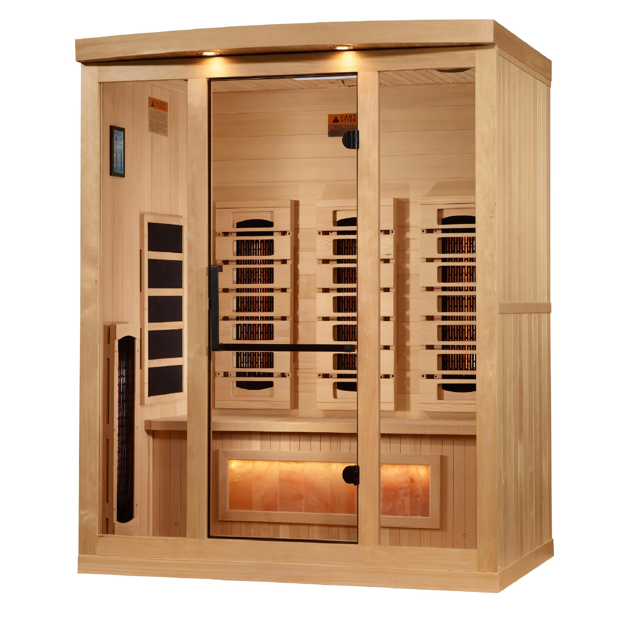 Reserve Edition 3-Person Full Spectrum PureTech™ Near Zero EMF FAR Infrared Sauna with Himalayan Salt Bar