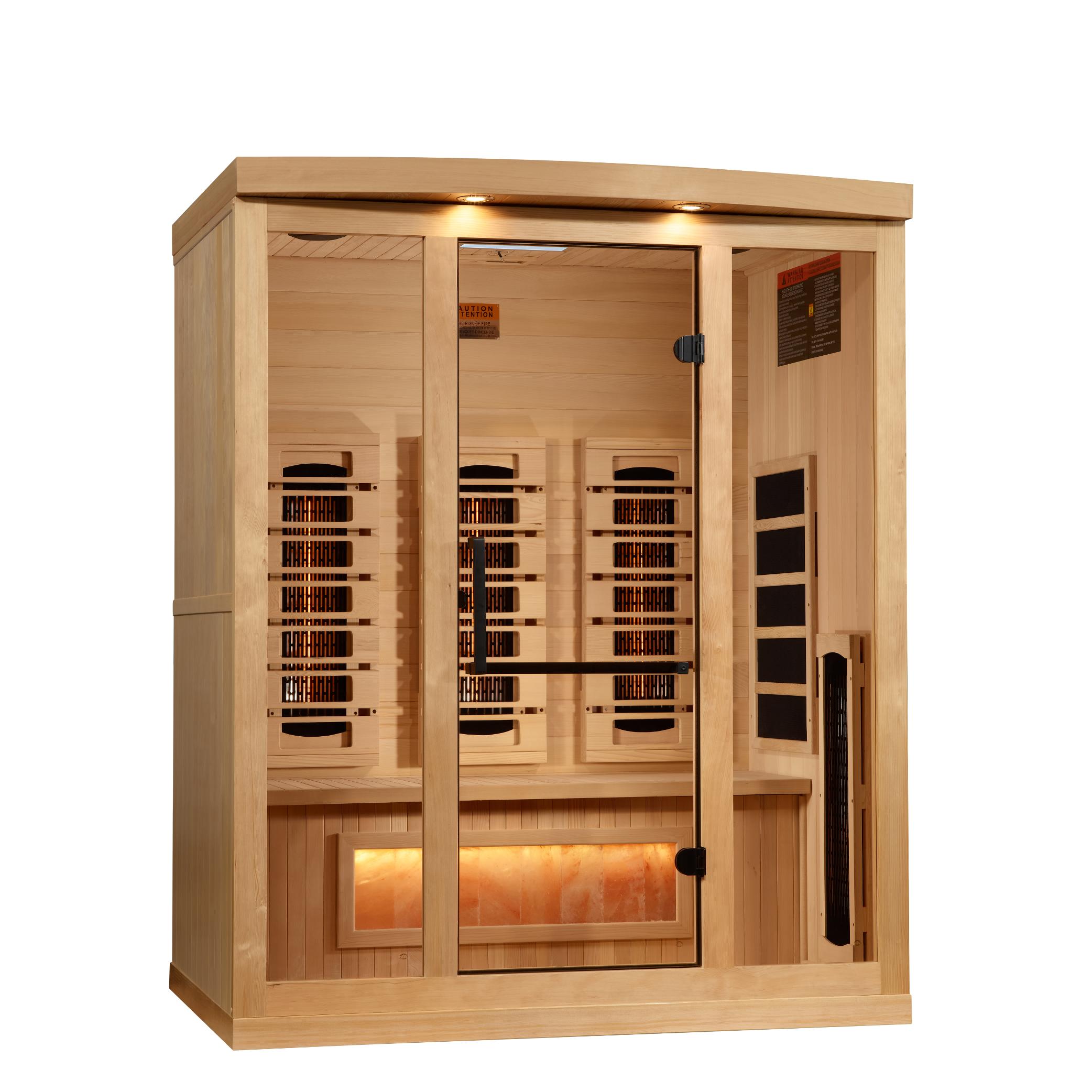 Reserve Edition 3-Person Full Spectrum PureTech™ Near Zero EMF FAR Infrared Sauna with Himalayan Salt Bar