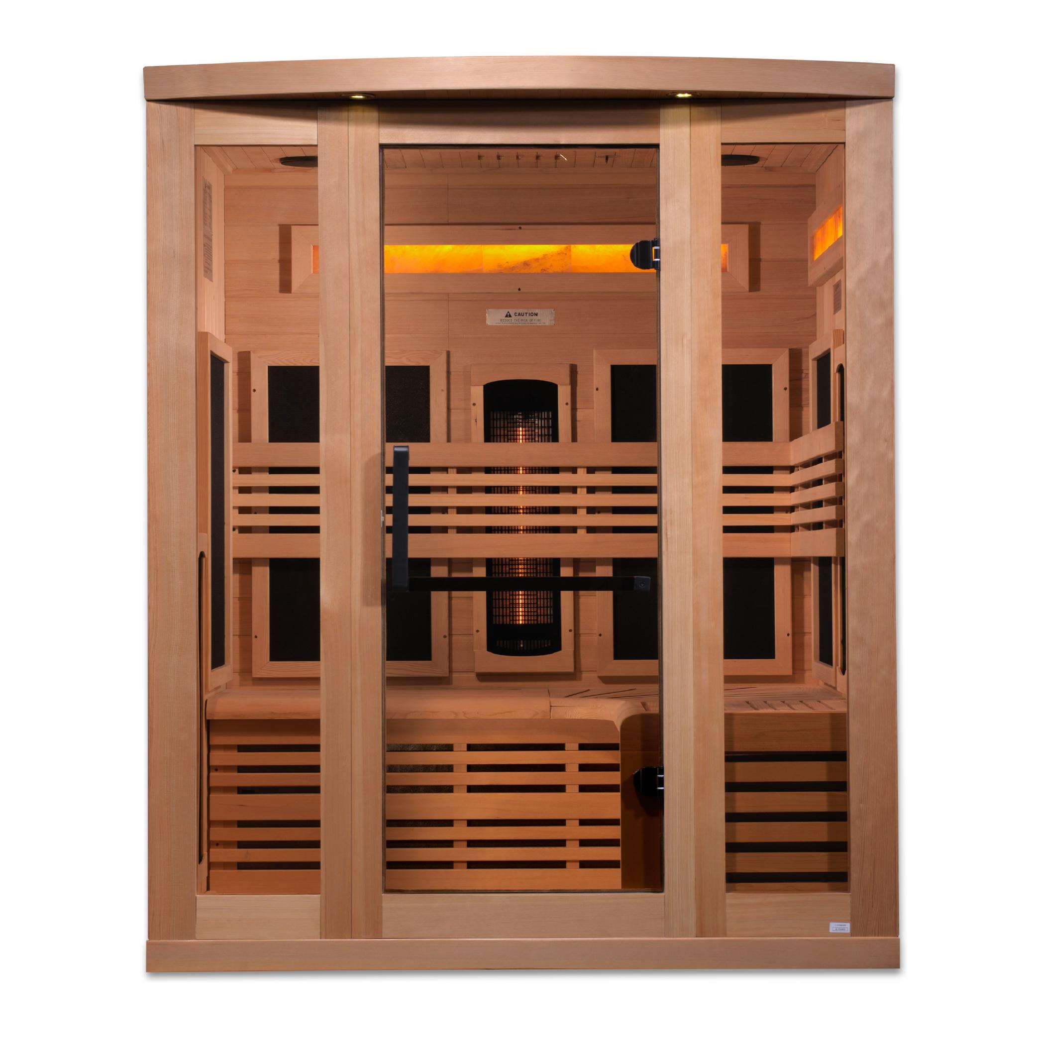 Reserve Edition 3-Person Full Spectrum PureTech™ Near Zero EMF FAR Infrared Sauna with Himalayan Salt Bar