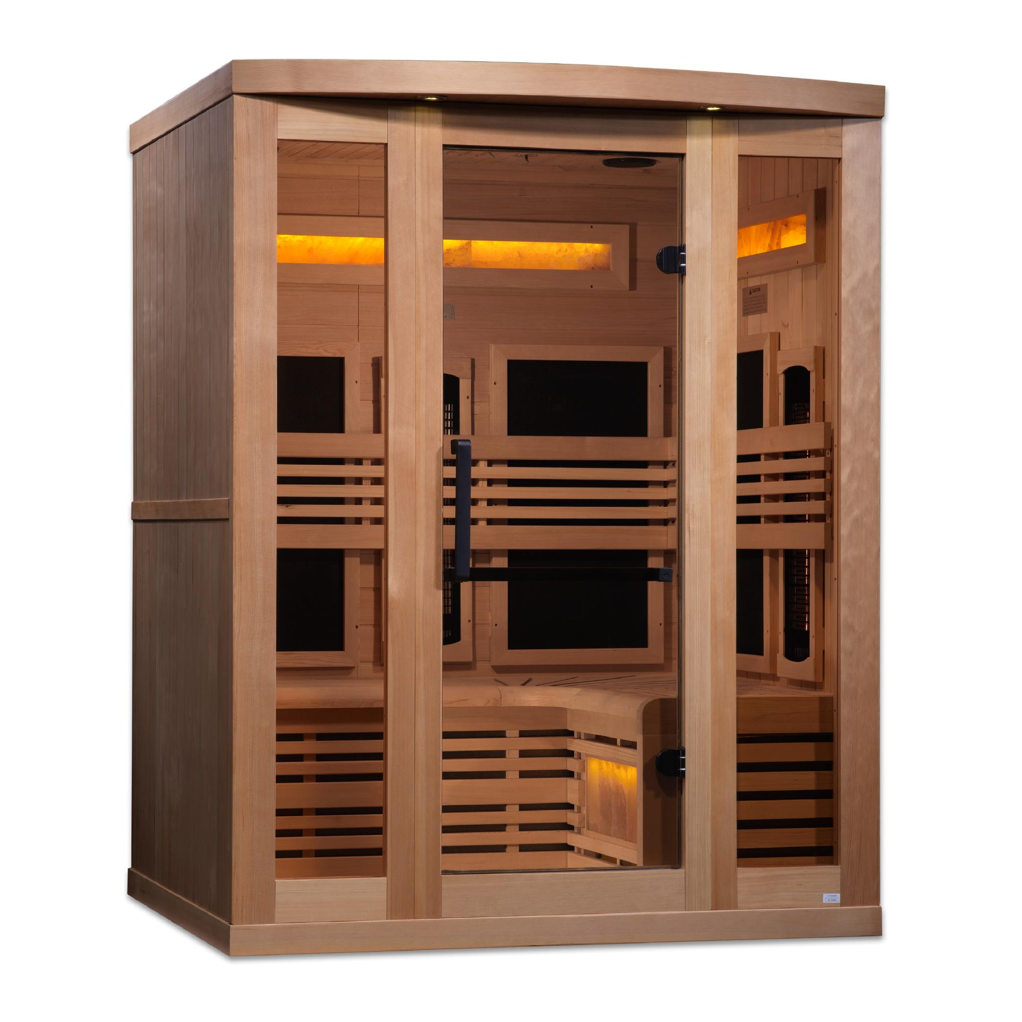 Reserve Edition 3-Person Full Spectrum PureTech™ Near Zero EMF FAR Infrared Sauna with Himalayan Salt Bar