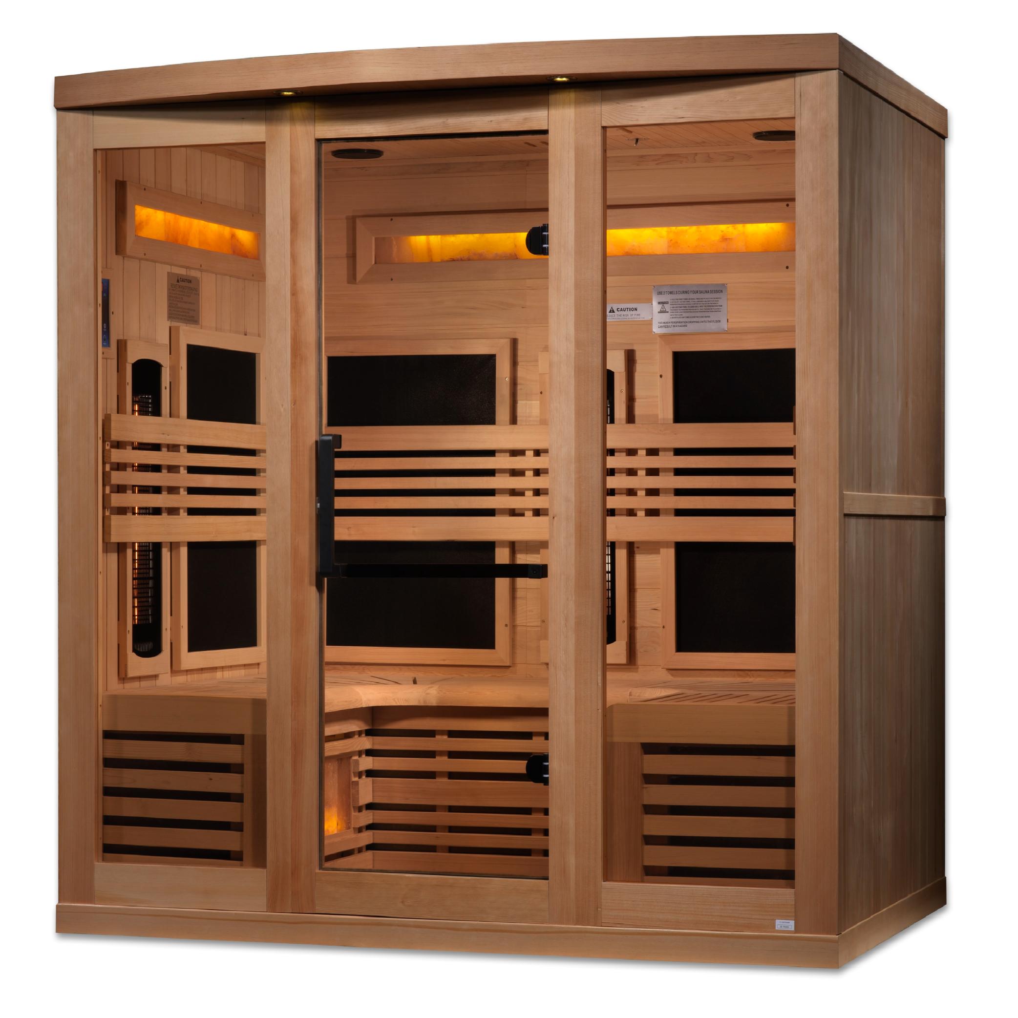 Reserve Edition 6-Person Full Spectrum PureTech™ Near Zero EMF FAR Infrared Sauna with Himalayan Salt Bar