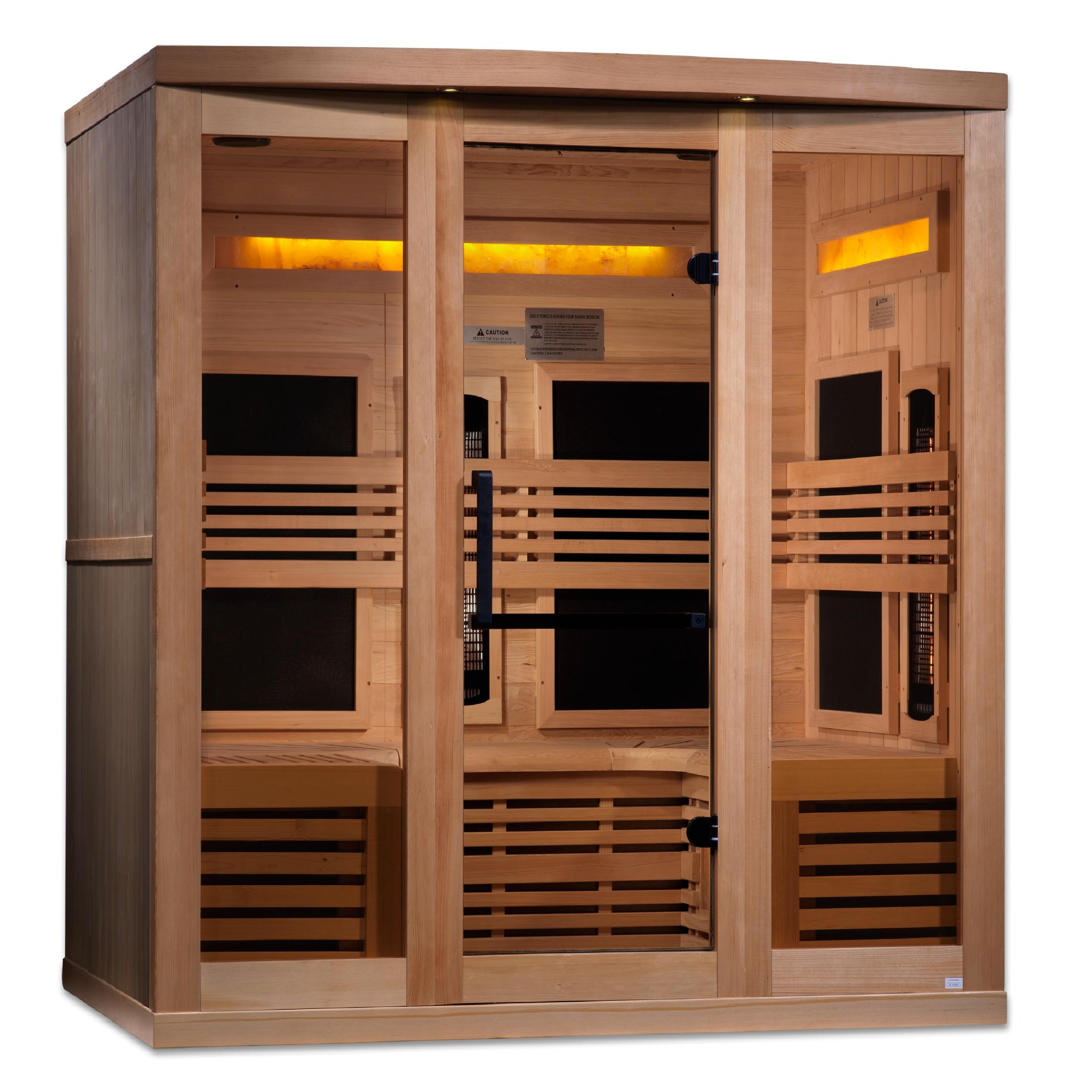 Reserve Edition 6-Person Full Spectrum PureTech™ Near Zero EMF FAR Infrared Sauna with Himalayan Salt Bar