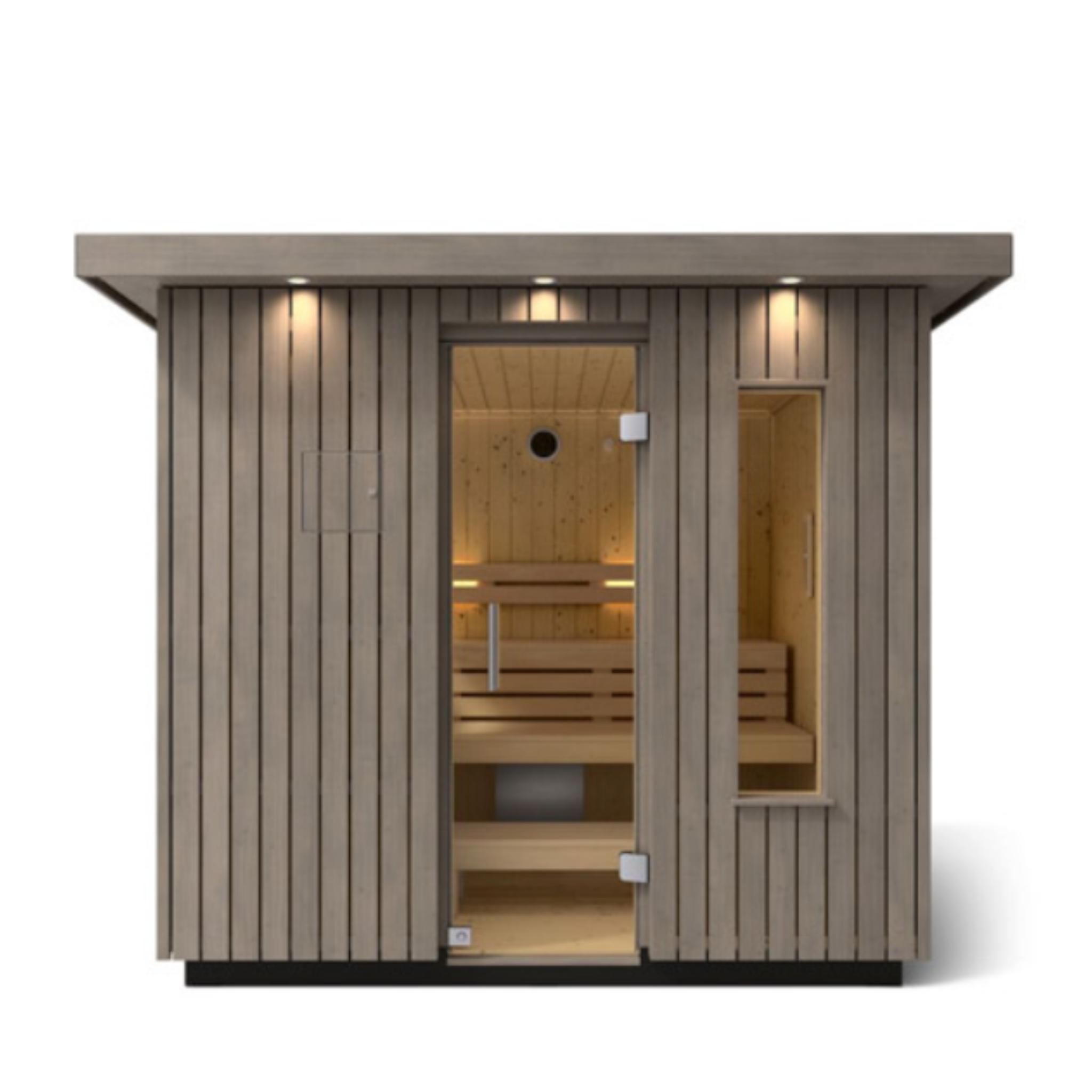 Kohler C2 Outdoor Sauna Weathered Grey | Up to 6-Person Scandinavian Sauna