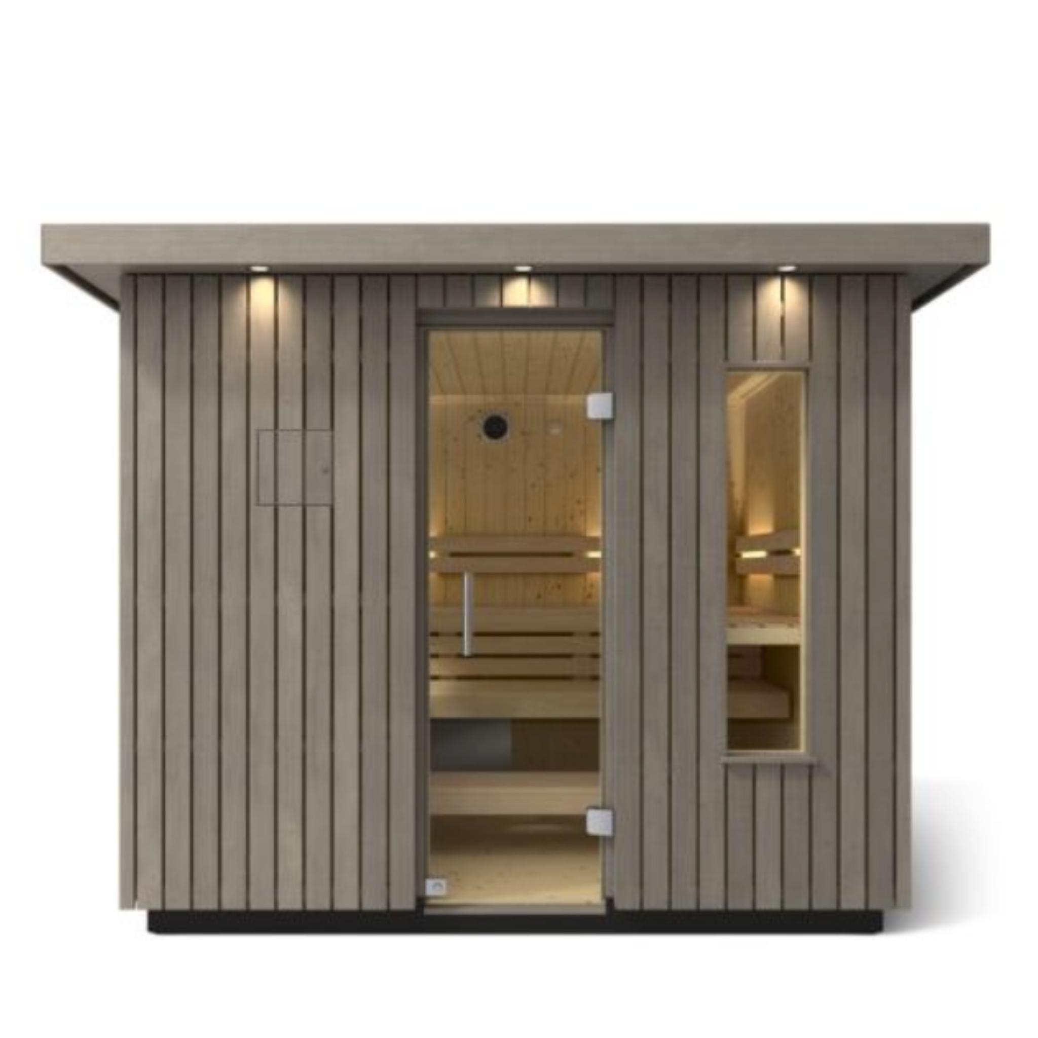 Kohler C2 Outdoor Sauna Weathered Grey | Up to 6-Person Scandinavian Sauna