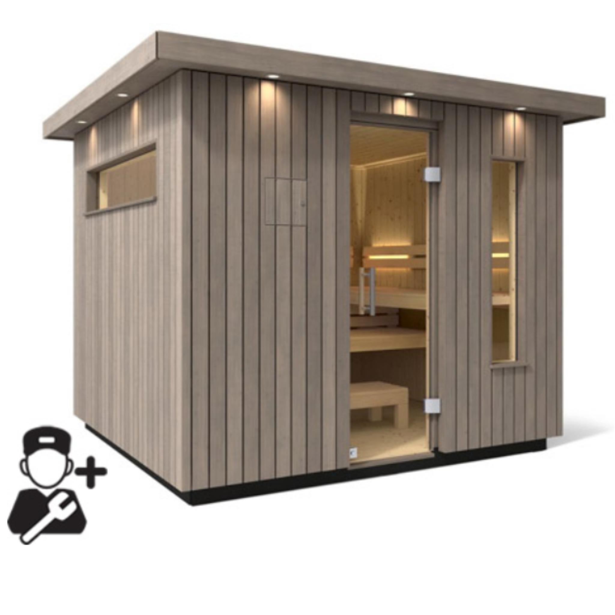 Kohler C2 Outdoor Sauna Weathered Grey | Up to 6-Person Scandinavian Sauna