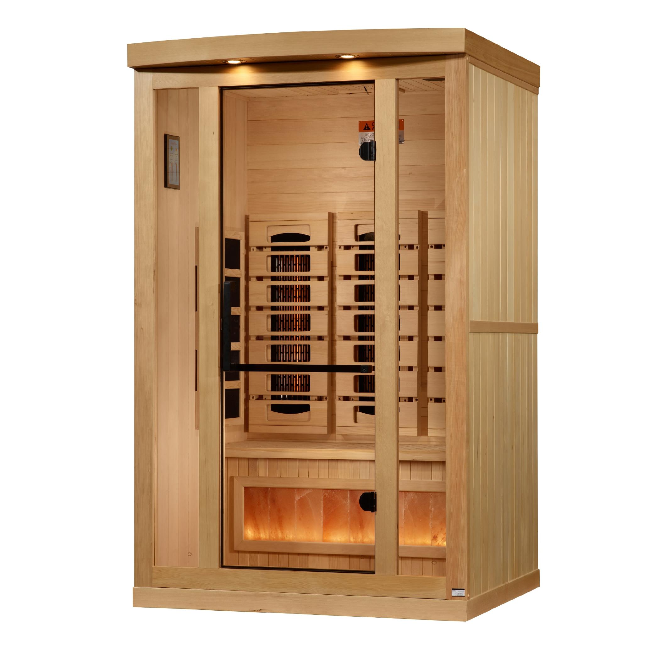 Reserve Edition 2-Person Full Spectrum PureTech™ Near Zero EMF FAR Infrared Sauna with Himalayan Salt Bar