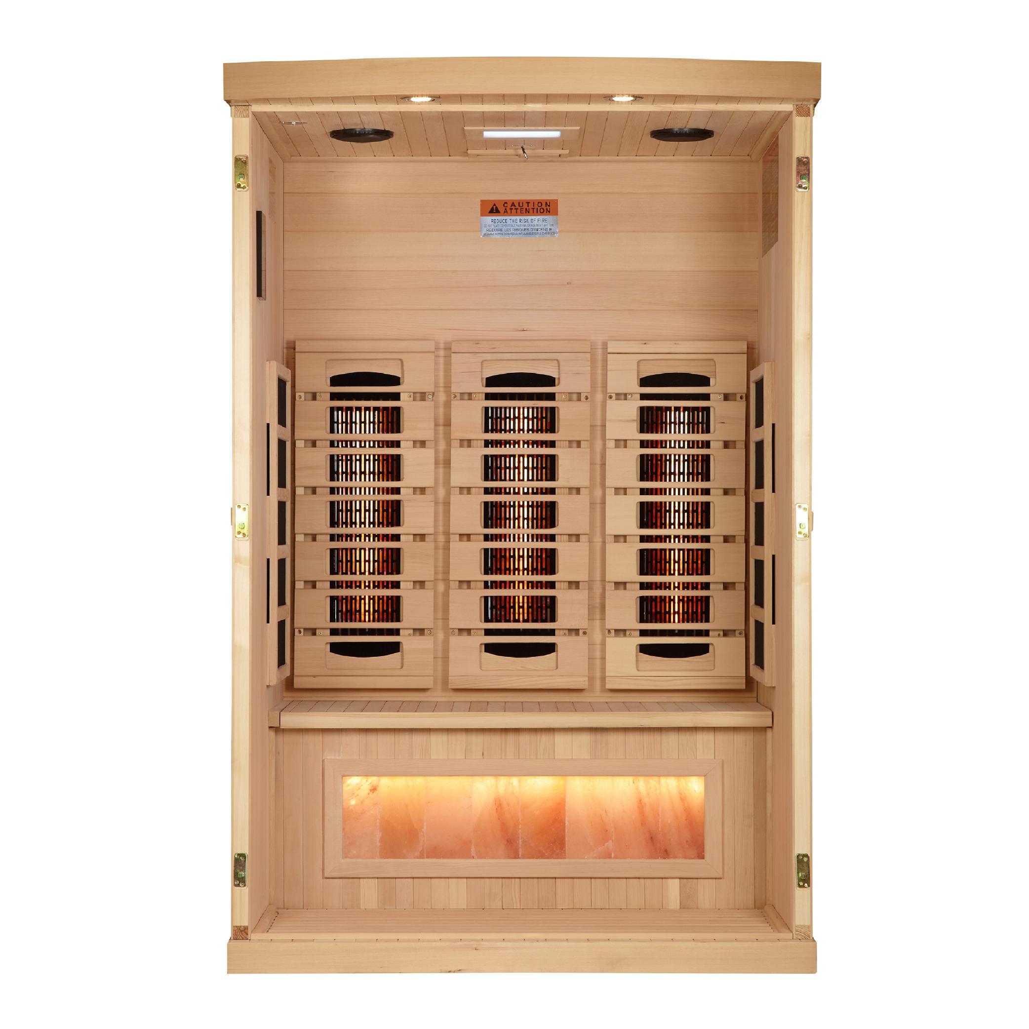 Reserve Edition 2-Person Full Spectrum PureTech™ Near Zero EMF FAR Infrared Sauna with Himalayan Salt Bar