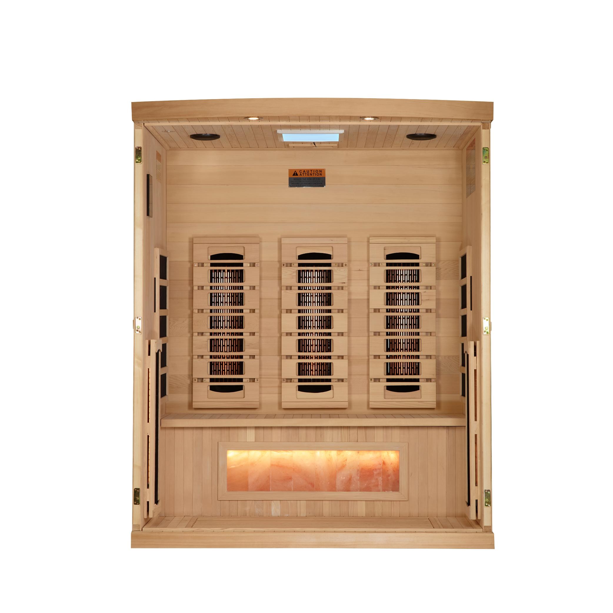 Reserve Edition 3-Person Full Spectrum PureTech™ Near Zero EMF FAR Infrared Sauna with Himalayan Salt Bar
