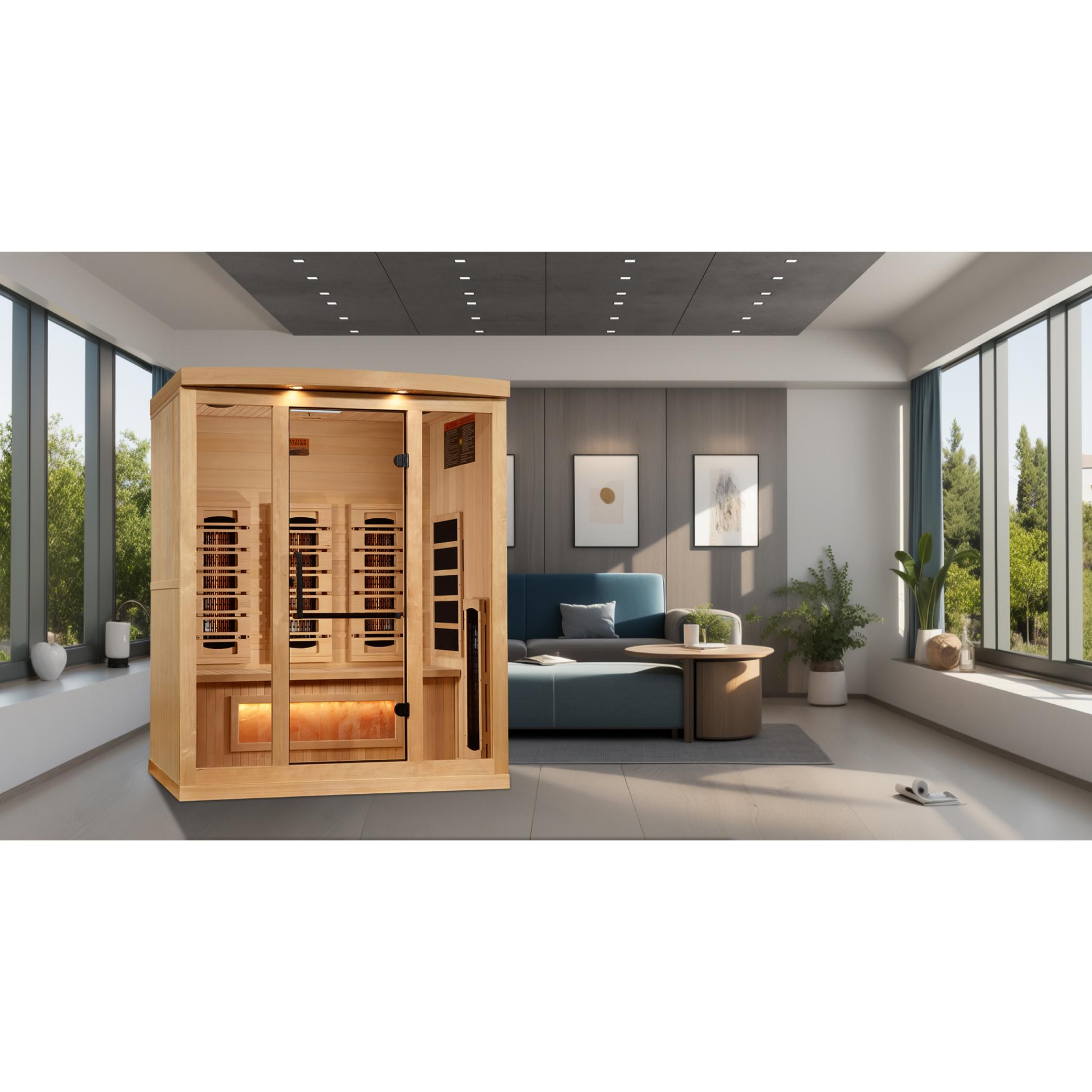 Reserve Edition 3-Person Full Spectrum PureTech™ Near Zero EMF FAR Infrared Sauna with Himalayan Salt Bar