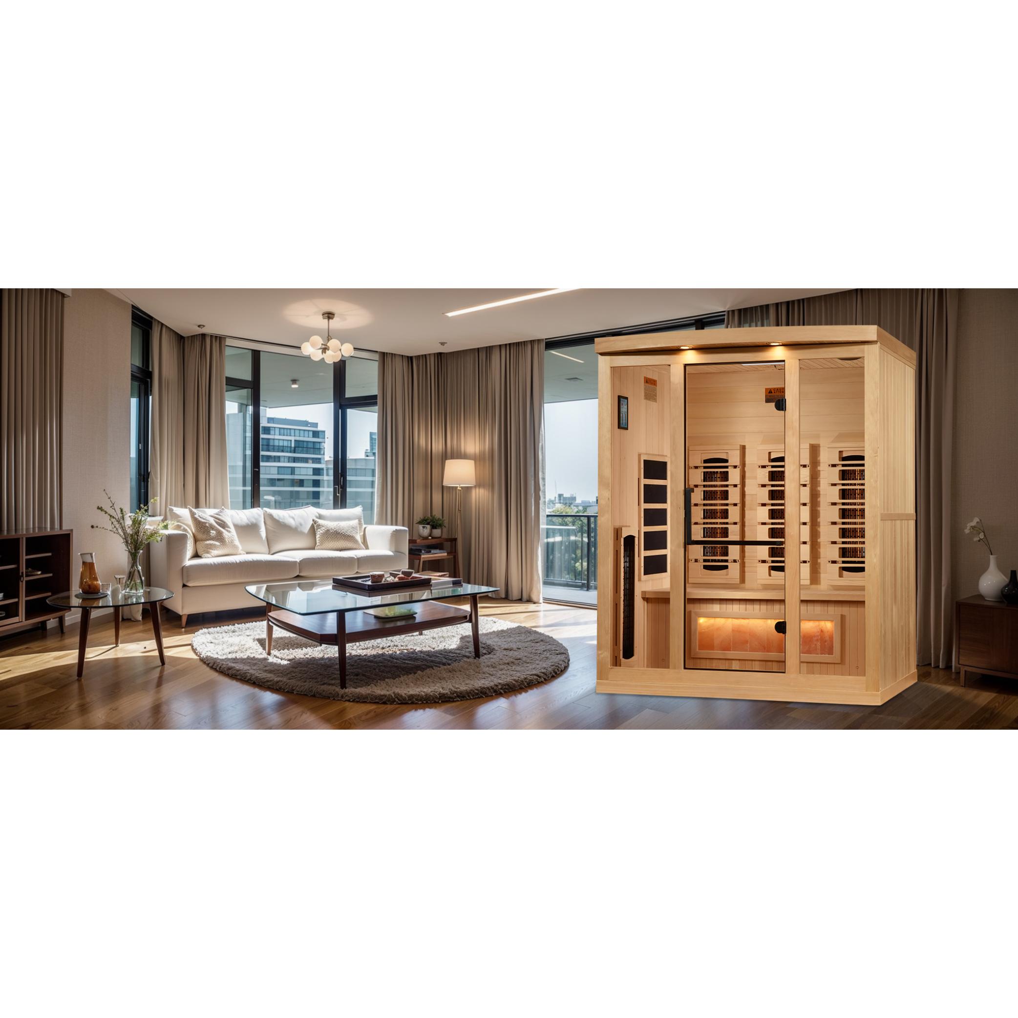 Reserve Edition 3-Person Full Spectrum PureTech™ Near Zero EMF FAR Infrared Sauna with Himalayan Salt Bar