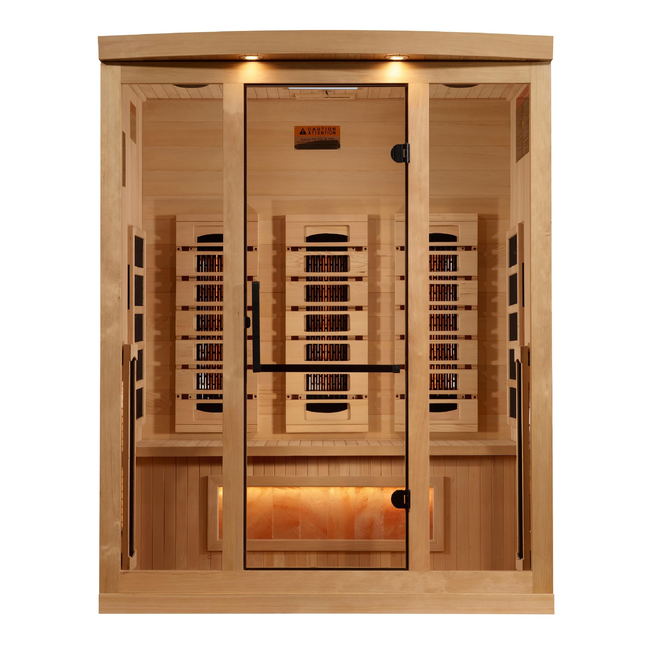 Reserve Edition 3-Person Full Spectrum PureTech™ Near Zero EMF FAR Infrared Sauna with Himalayan Salt Bar