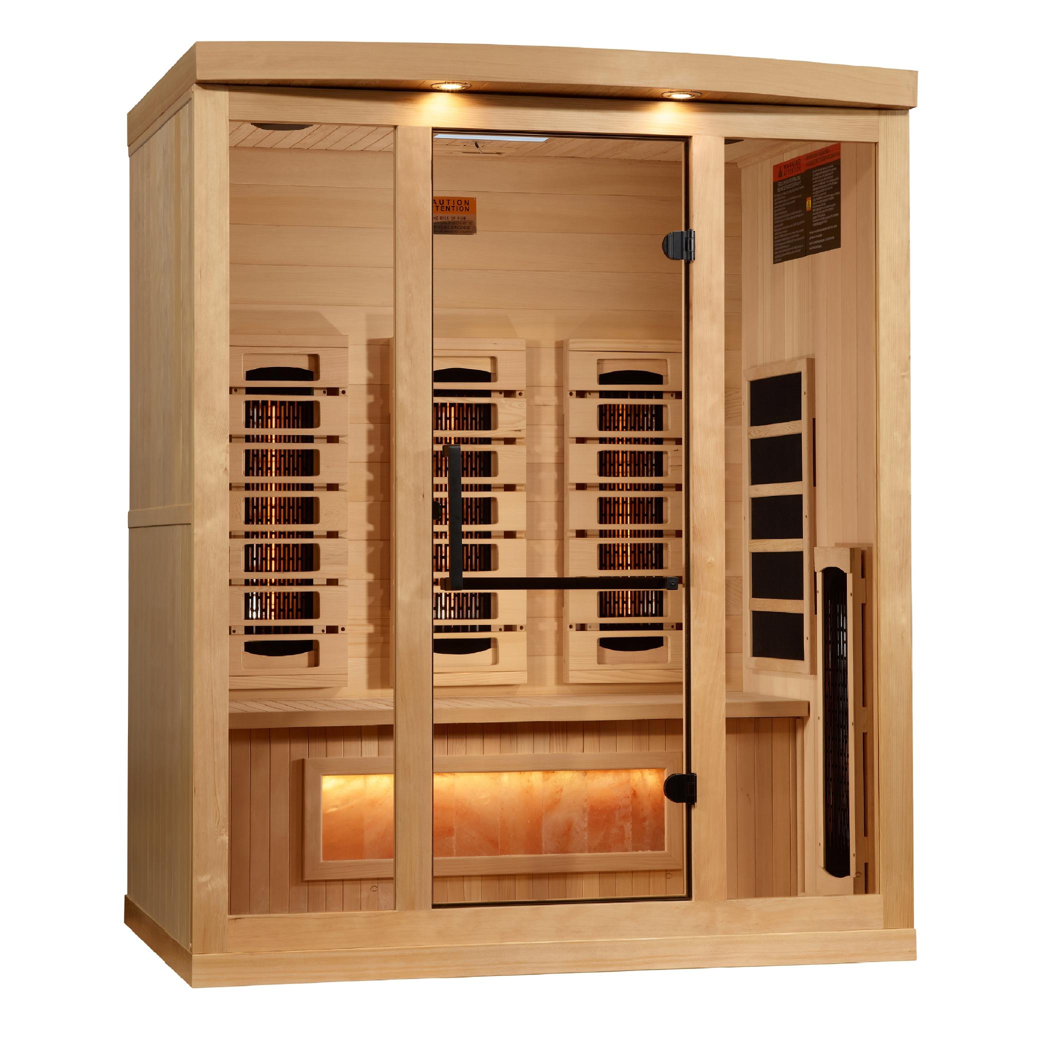 Reserve Edition 3-Person Full Spectrum PureTech™ Near Zero EMF FAR Infrared Sauna with Himalayan Salt Bar