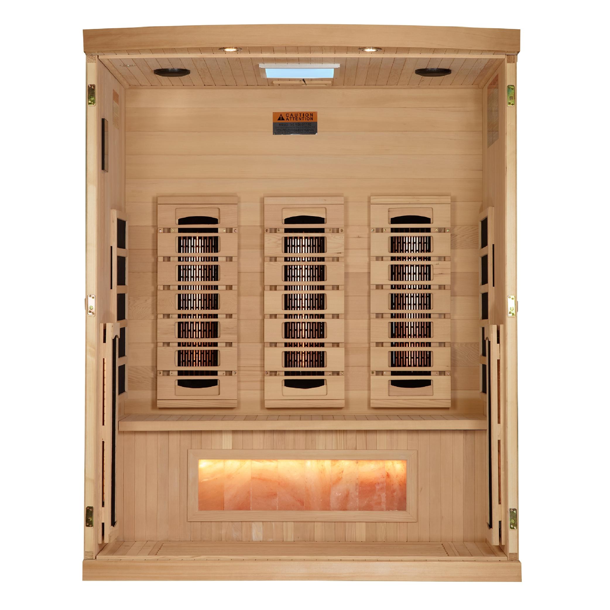 Reserve Edition 3-Person Full Spectrum PureTech™ Near Zero EMF FAR Infrared Sauna with Himalayan Salt Bar