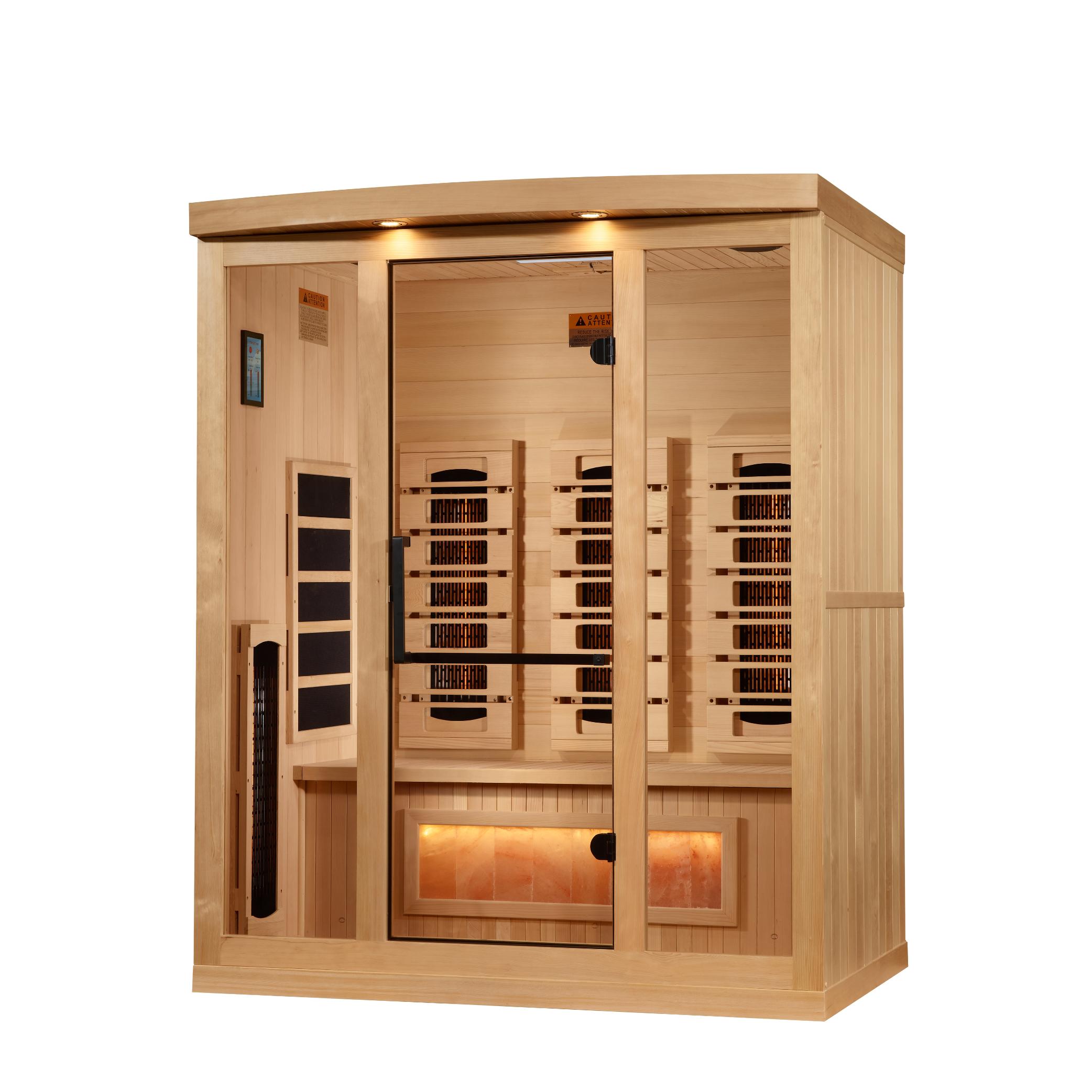 Reserve Edition 3-Person Full Spectrum PureTech™ Near Zero EMF FAR Infrared Sauna with Himalayan Salt Bar