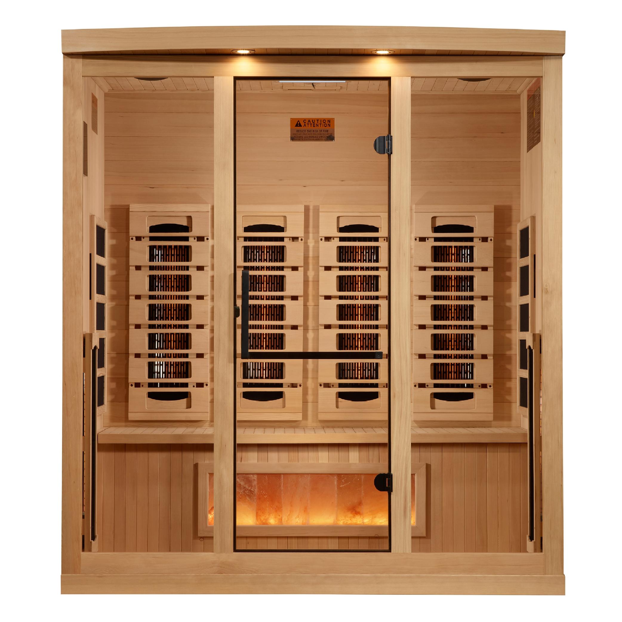 Reserve Edition 4-Person Full Spectrum PureTech™ Near Zero EMF FAR Infrared Sauna with Himalayan Salt Bar