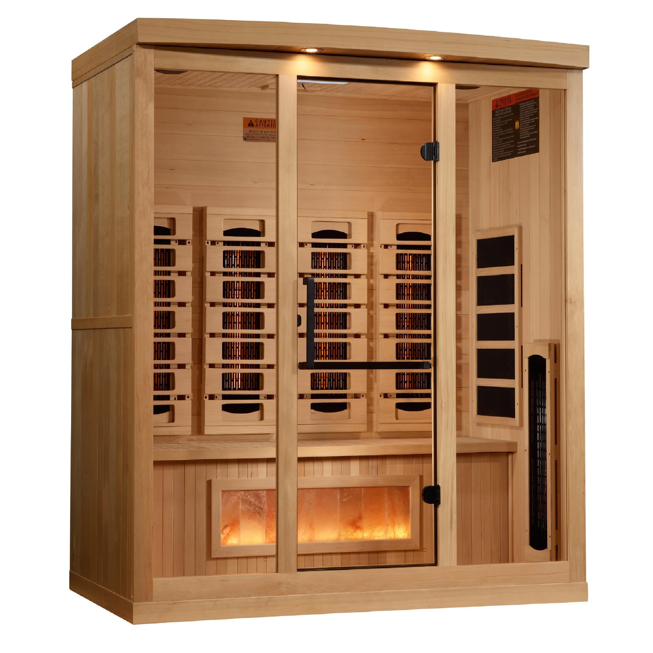 Reserve Edition 4-Person Full Spectrum PureTech™ Near Zero EMF FAR Infrared Sauna with Himalayan Salt Bar