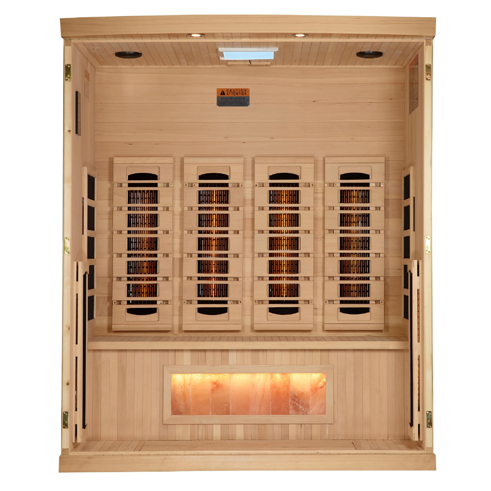 Reserve Edition 4-Person Full Spectrum PureTech™ Near Zero EMF FAR Infrared Sauna with Himalayan Salt Bar