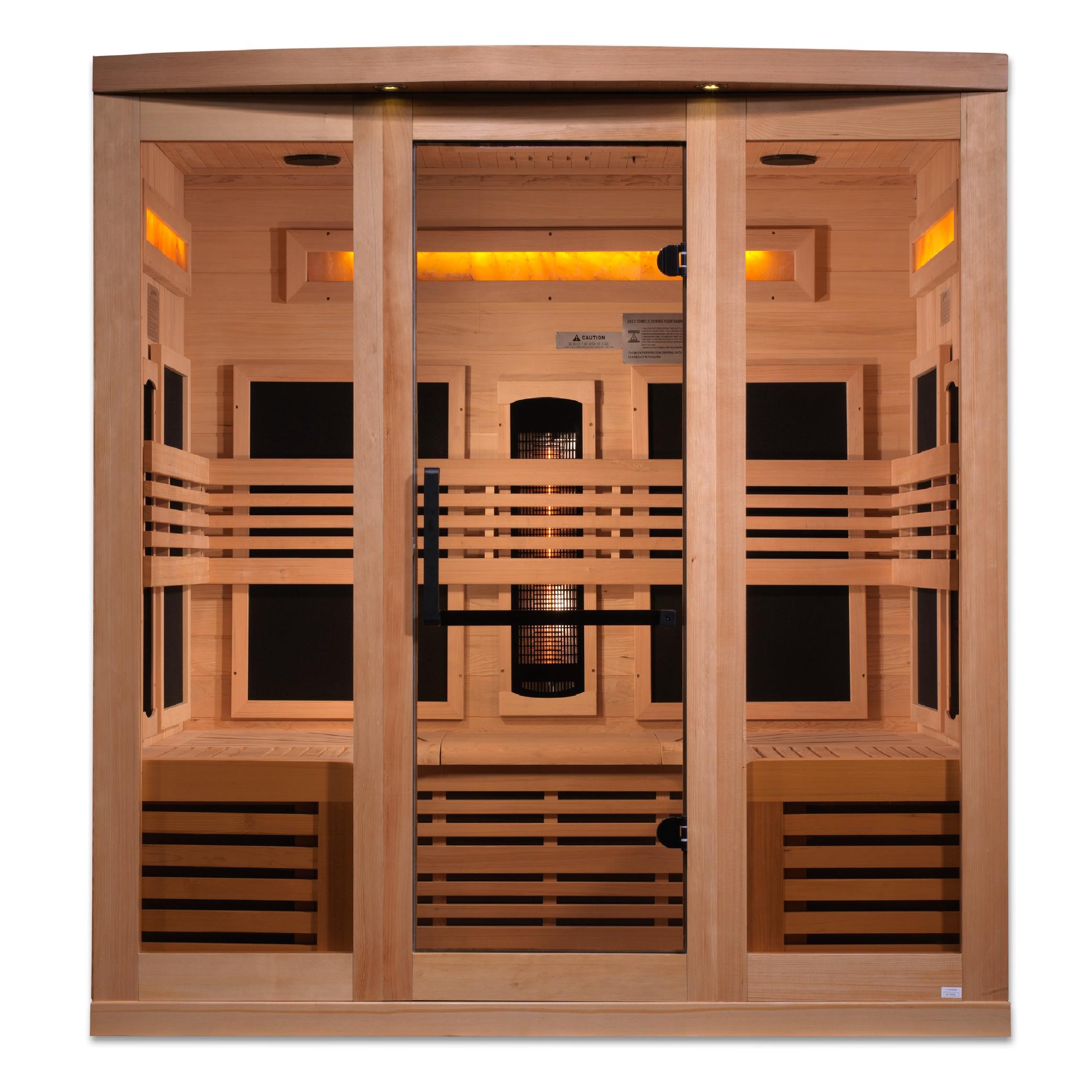 Reserve Edition 6-Person Full Spectrum PureTech™ Near Zero EMF FAR Infrared Sauna with Himalayan Salt Bar