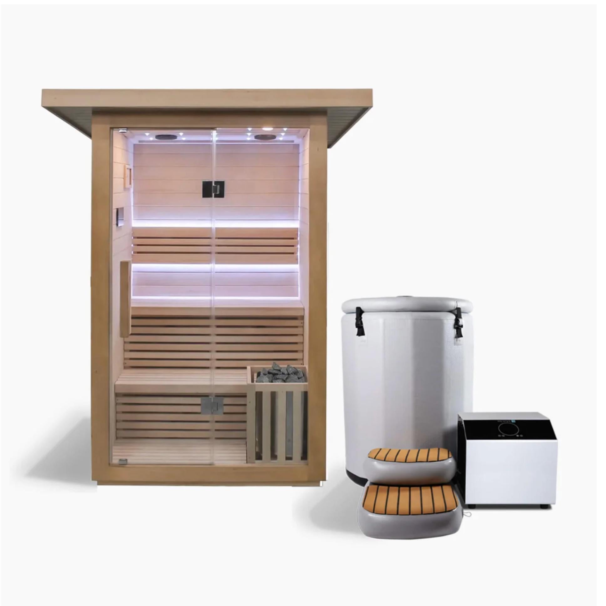 2 Person Traditional Sauna & Inflatable Barrel Plunge