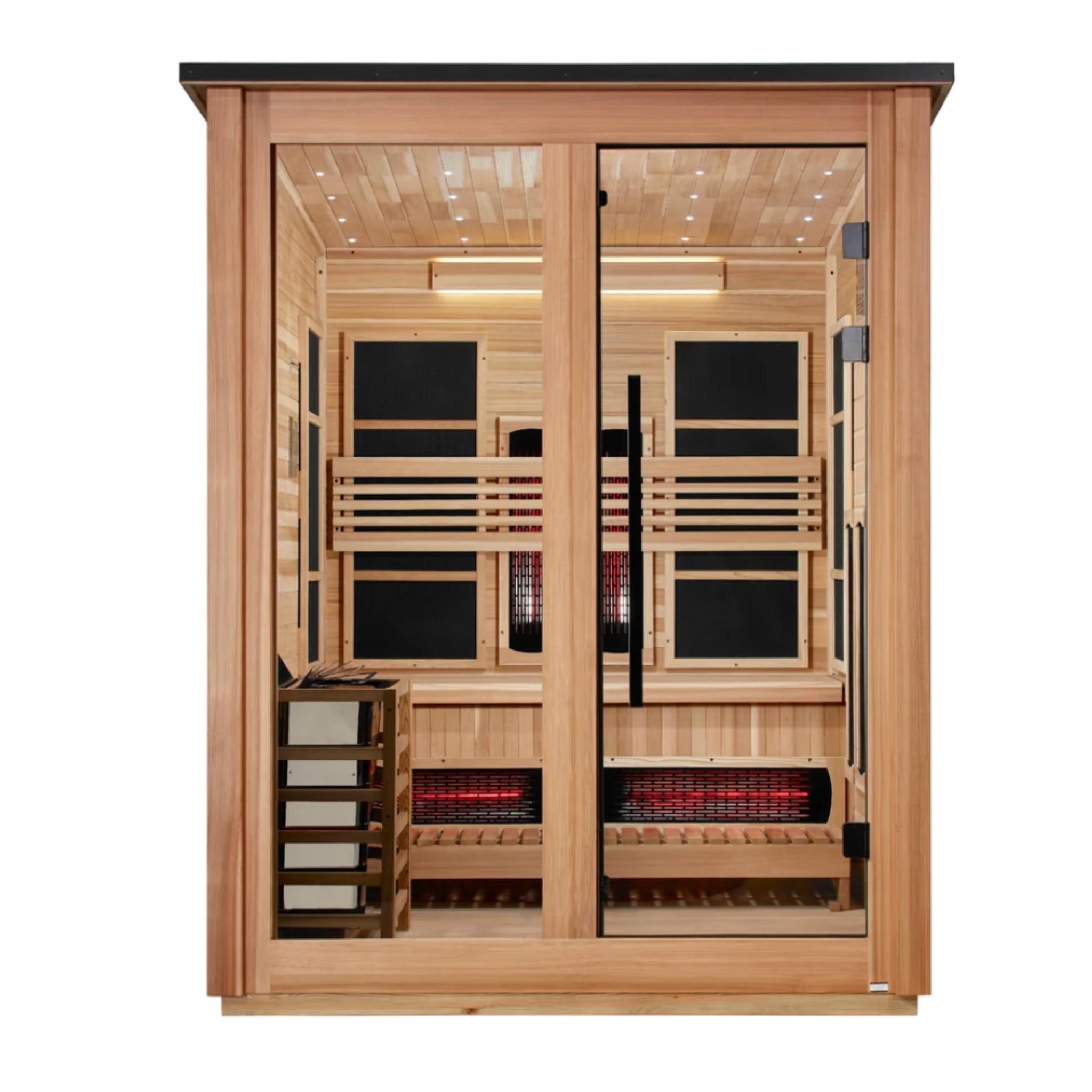 Golden Designs Loviisa | Red Cedar Hybrid Outdoor Sauna | 3-Person | Red Cedar Finish