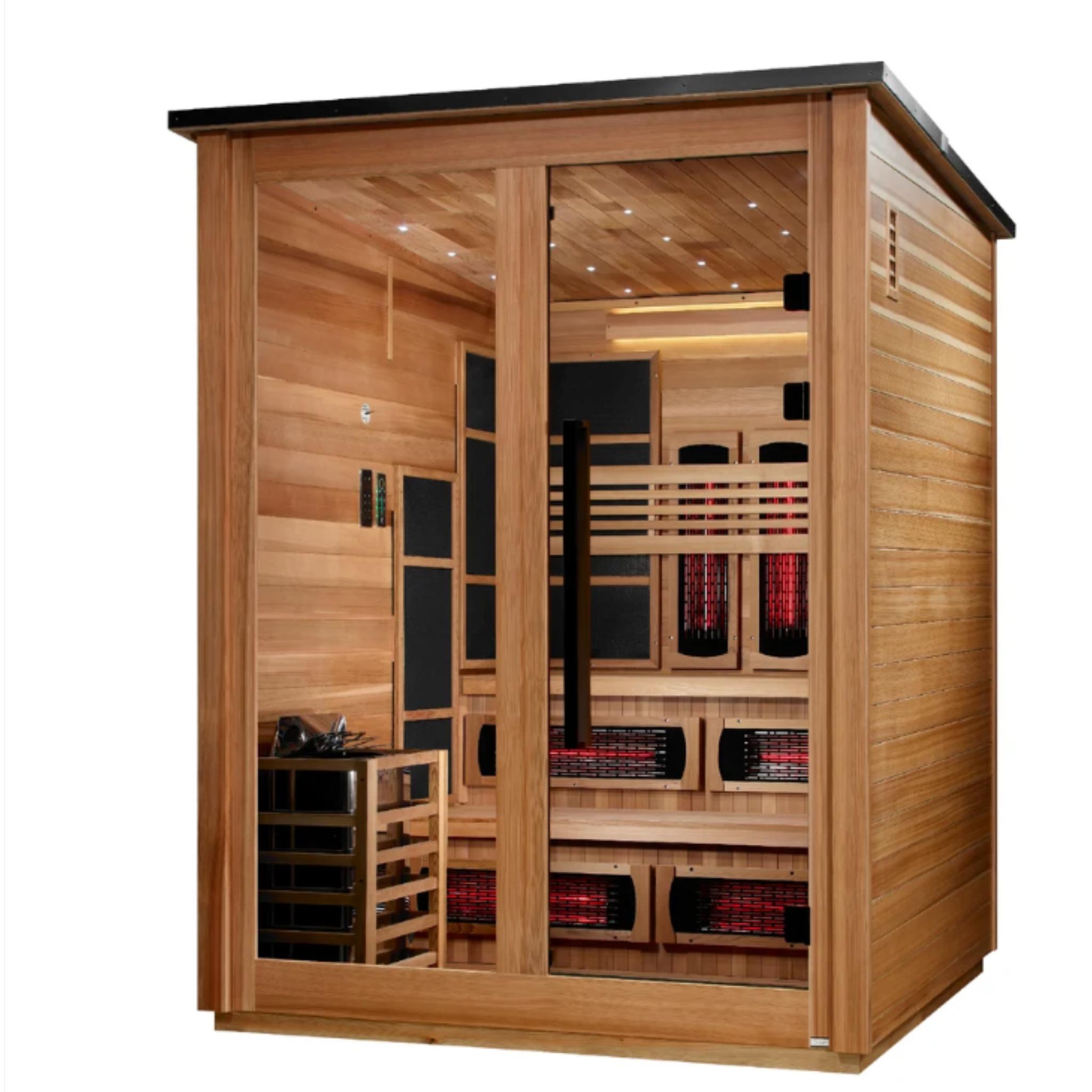 Golden Designs Kaskinen | Pacific Cedar Barn Hybrid Outdoor Sauna | 6 Person