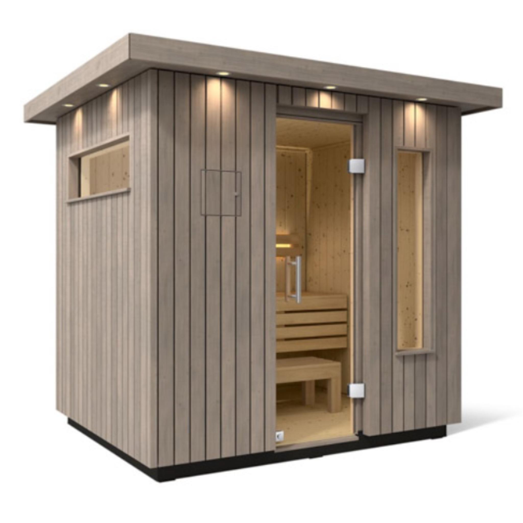 Kohler C2 Outdoor Sauna Weathered Grey | Up to 6-Person Scandinavian Sauna