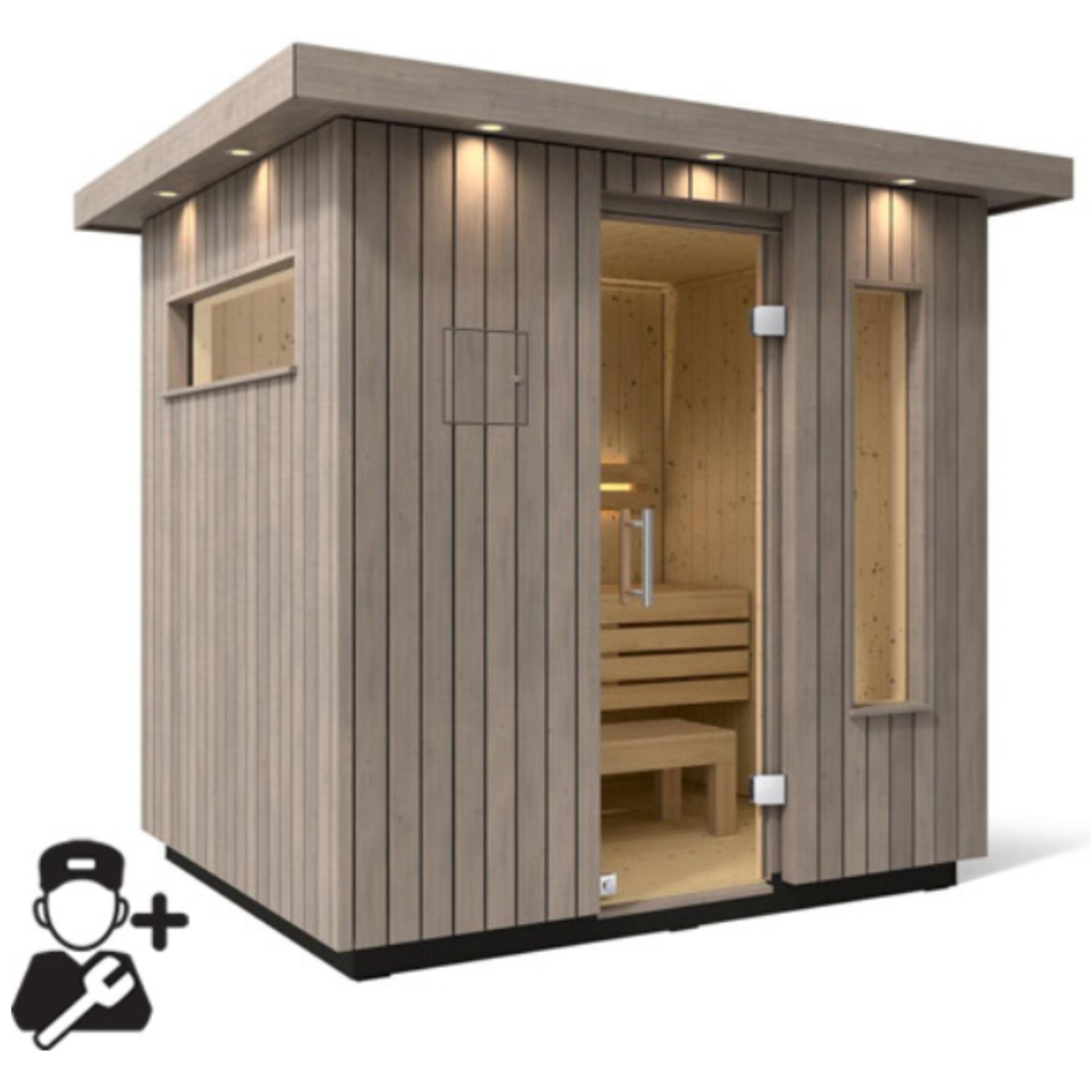 Kohler C2 Outdoor Sauna Weathered Grey | Up to 6-Person Scandinavian Sauna