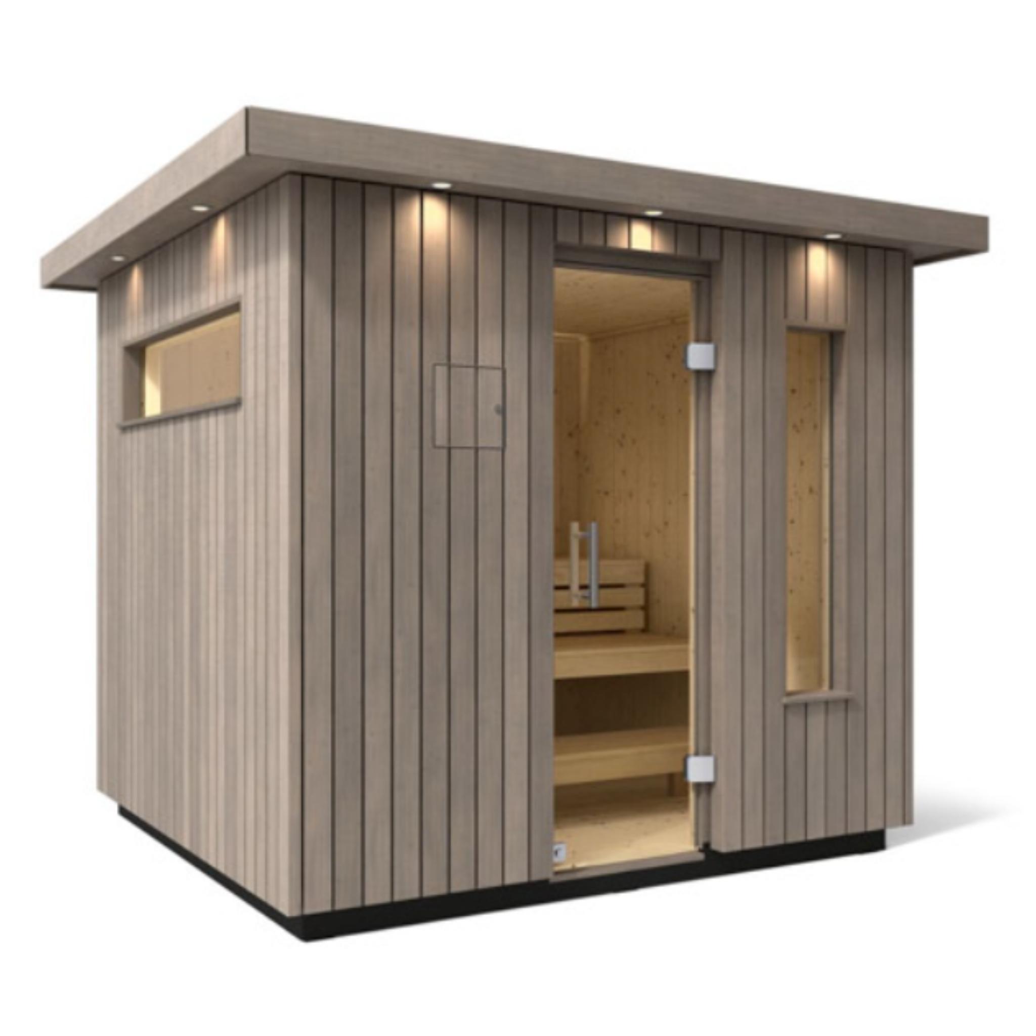 Kohler C2 Outdoor Sauna Weathered Grey | Up to 6-Person Scandinavian Sauna
