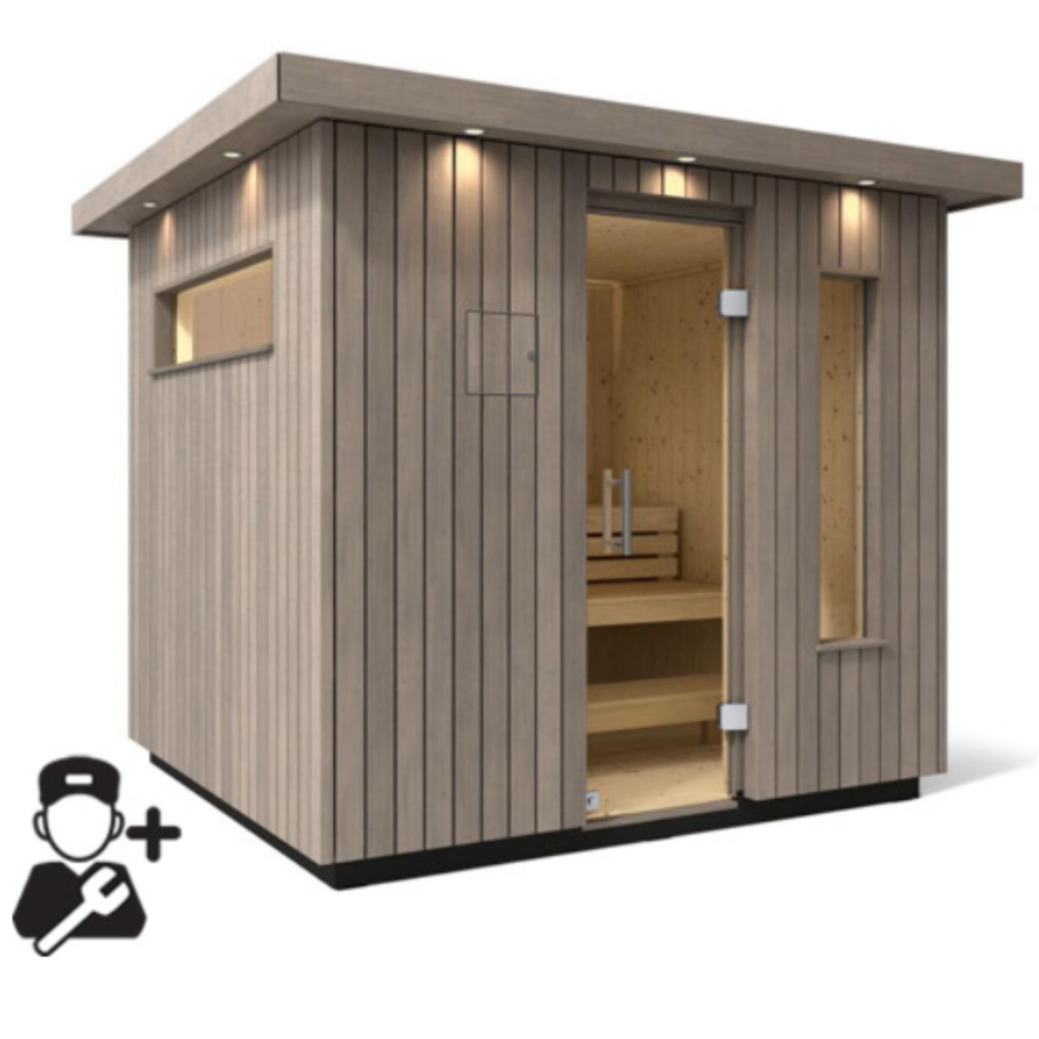 Kohler C2 Outdoor Sauna Weathered Grey | Up to 6-Person Scandinavian Sauna