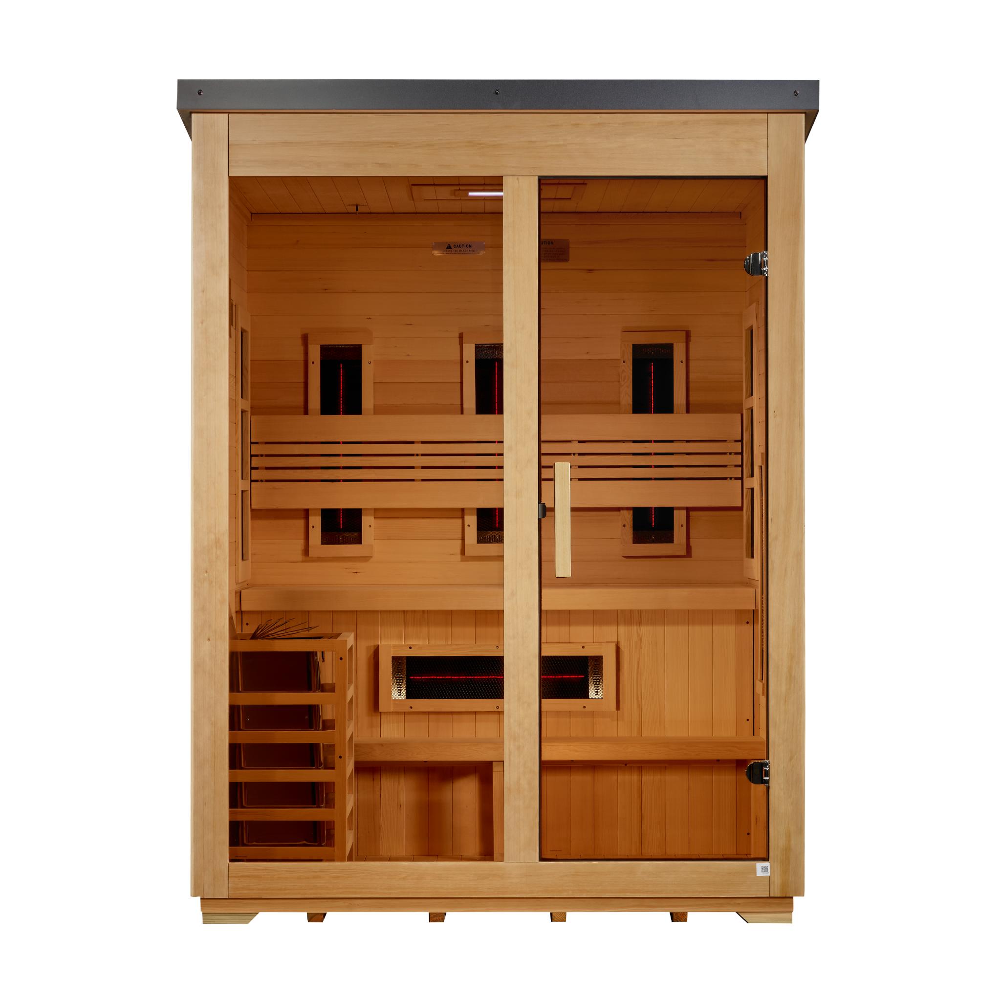 Golden Designs Carinthia | Hemlock Hybrid Outdoor Sauna | 3- Person