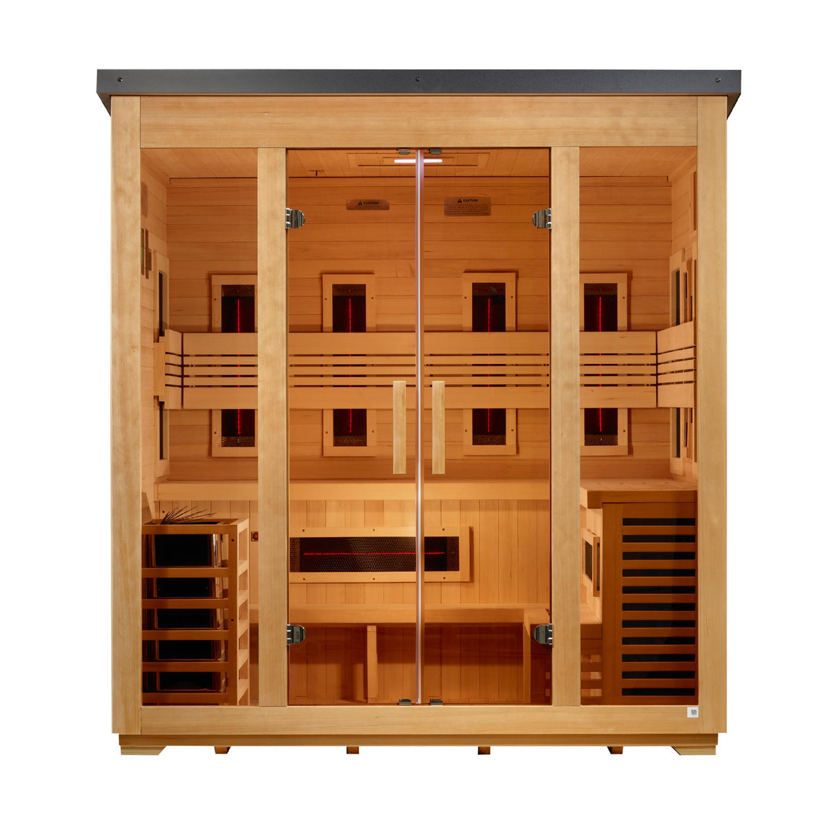Golden Designs Gargellen | Flat Roof Hybrid Outdoor Sauna | 5-Person